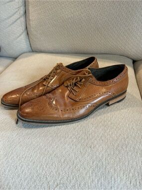 Stacy Adams Tan Brown Leather Wingtip Derby Shoes